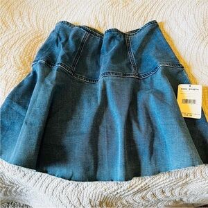 Free People High-Rise Denim Ruffled Bottom Mini Skirt Size 2